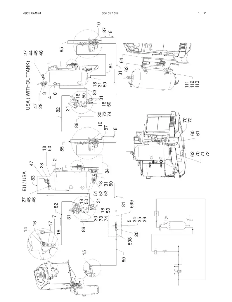 55059162C 550 591 62C WATER INJECTION SYSTEM - Sandvik Technical Drawing