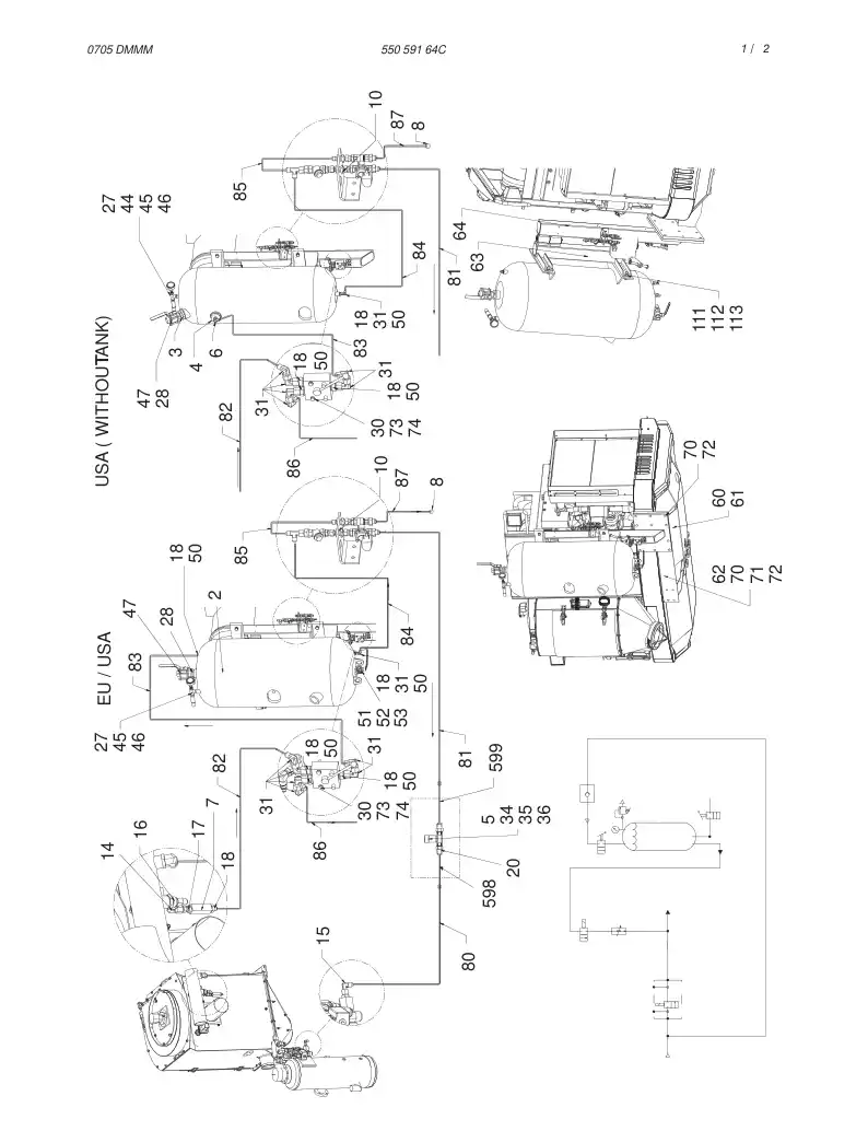 55059164C 550 591 64C WATER INJECTION SYSTEM - Sandvik Technical Drawing