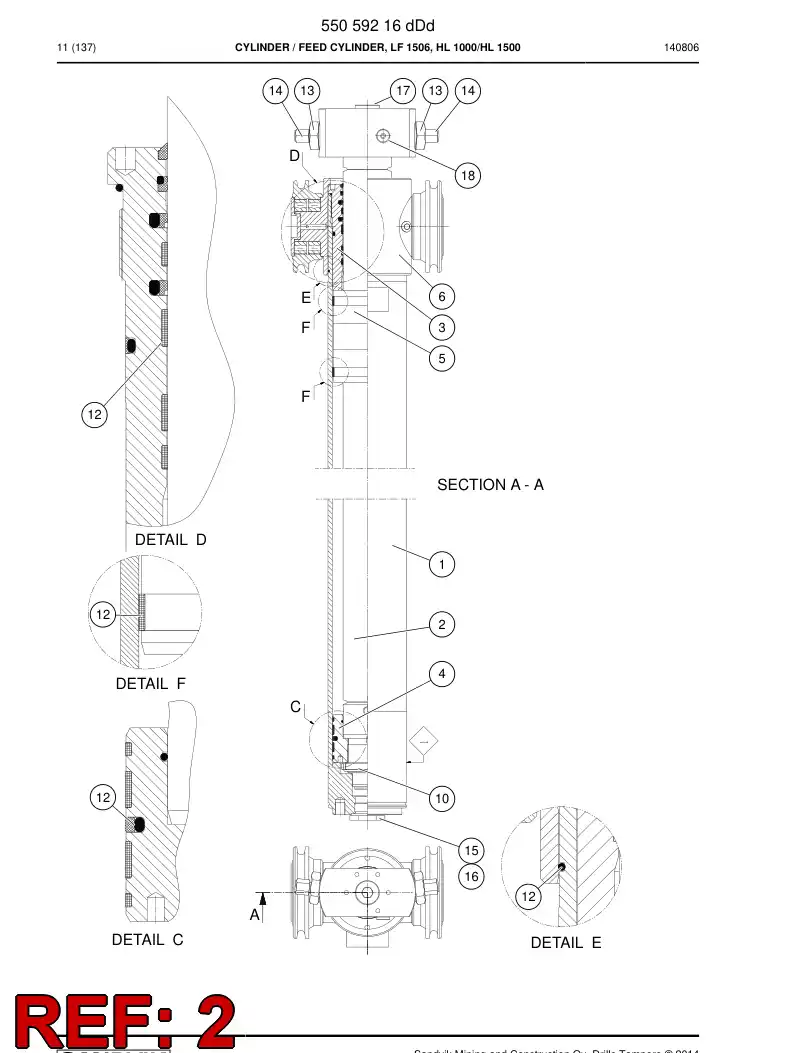 55059259 550 592 59 PISTON ROD - Sandvik Technical Drawing