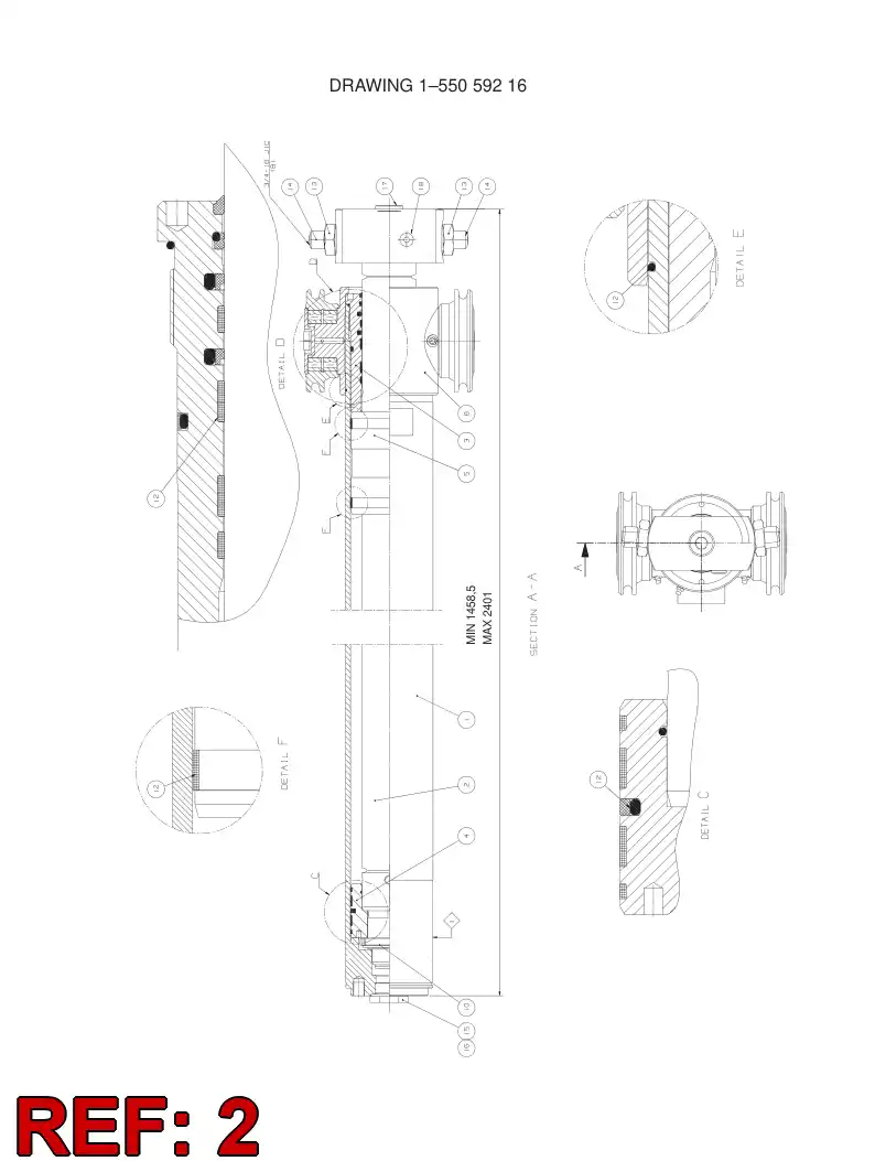55059263 550 592 63 Rod, PISTON - Sandvik Technical Drawing