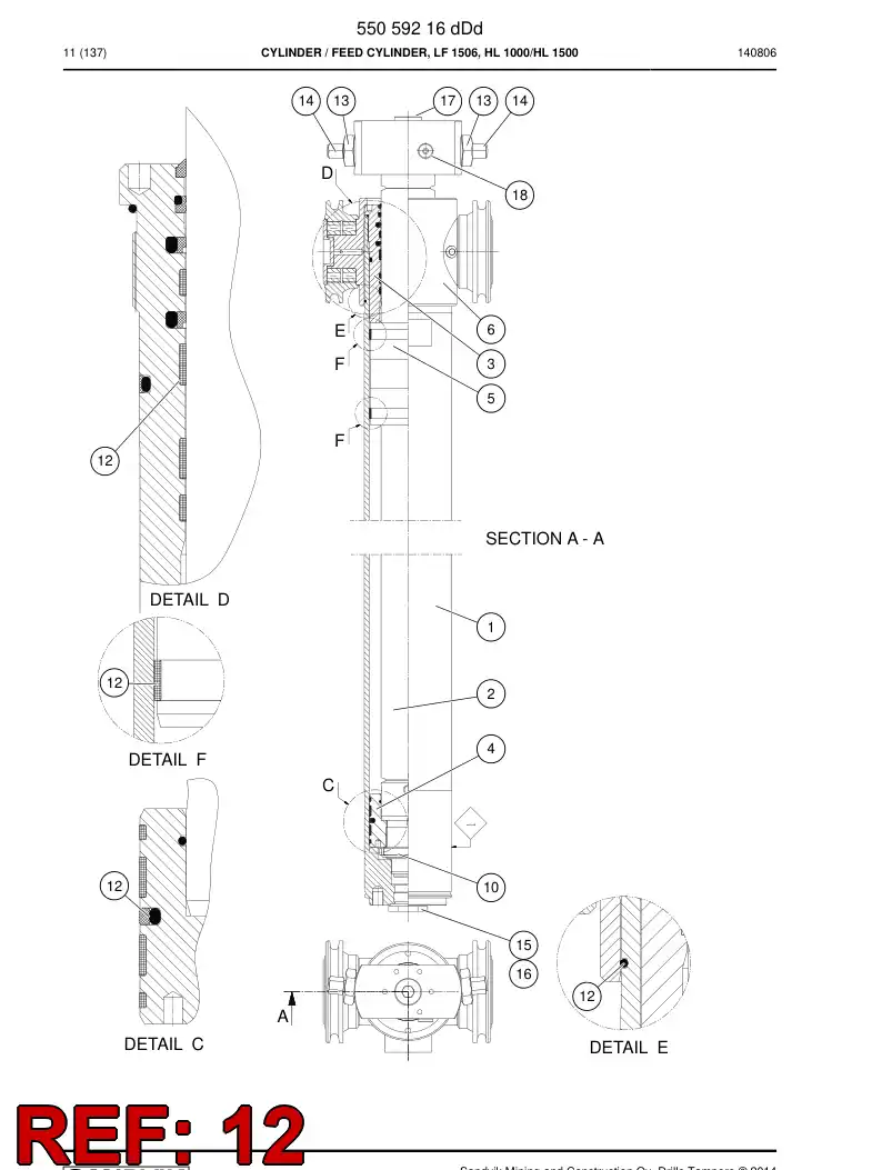 55059349a 550 593 49a SEAL KIT - Sandvik Technical Drawing