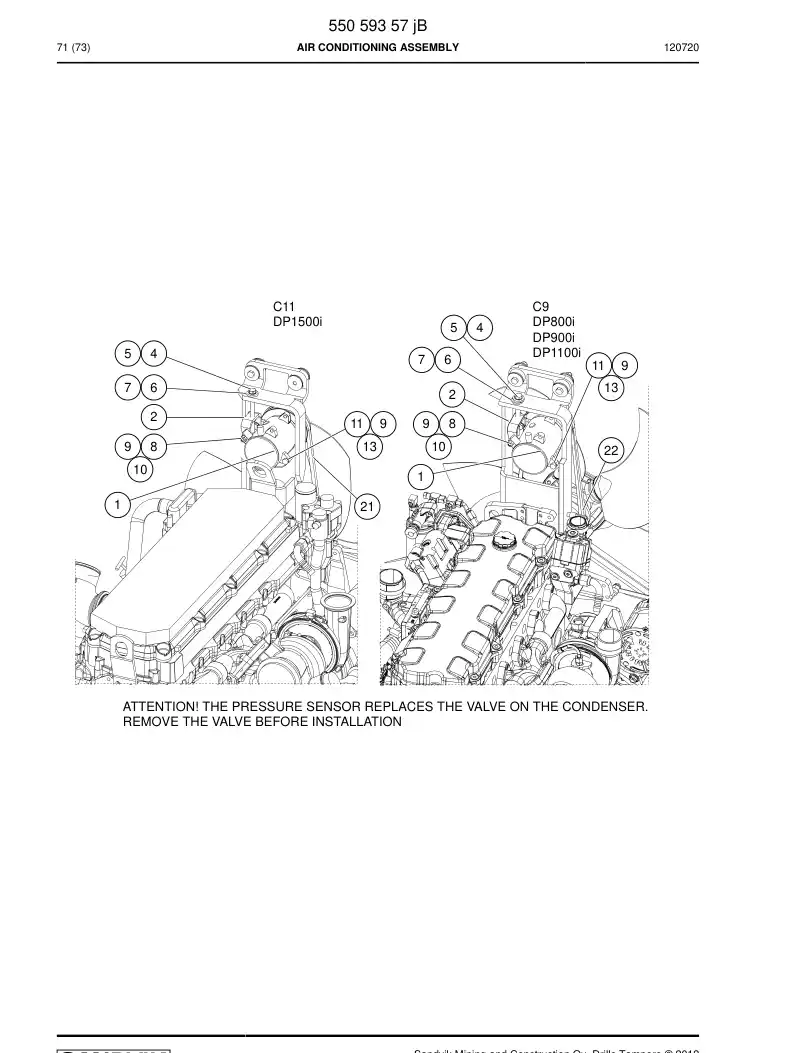 55059357j 550 593 57j AIR CONDITIONING ASSEMBLY - Sandvik Technical Drawing