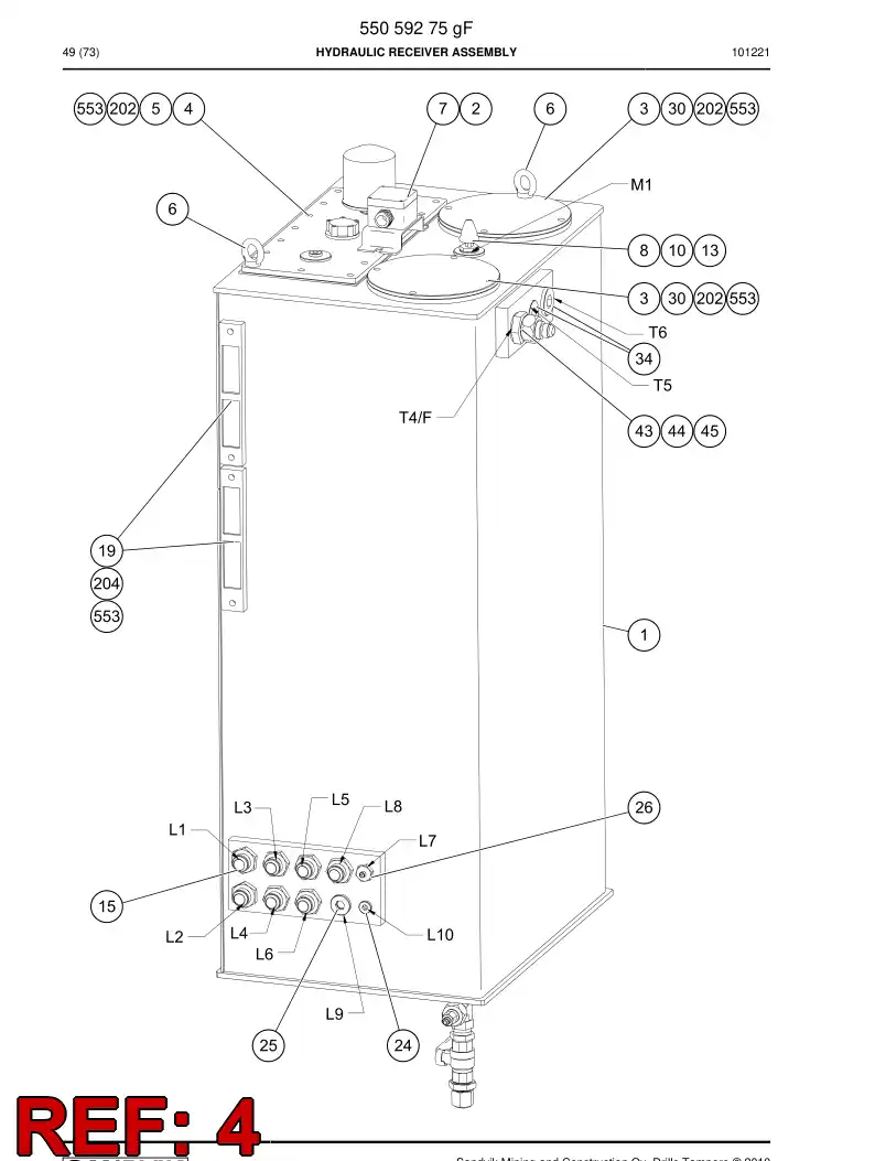 55059438 550 594 38 Plate - Sandvik Technical Drawing