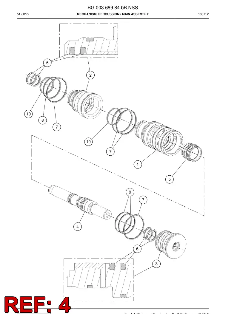 55059617 550 596 17 Rock drill PISTON - Sandvik Technical Drawing