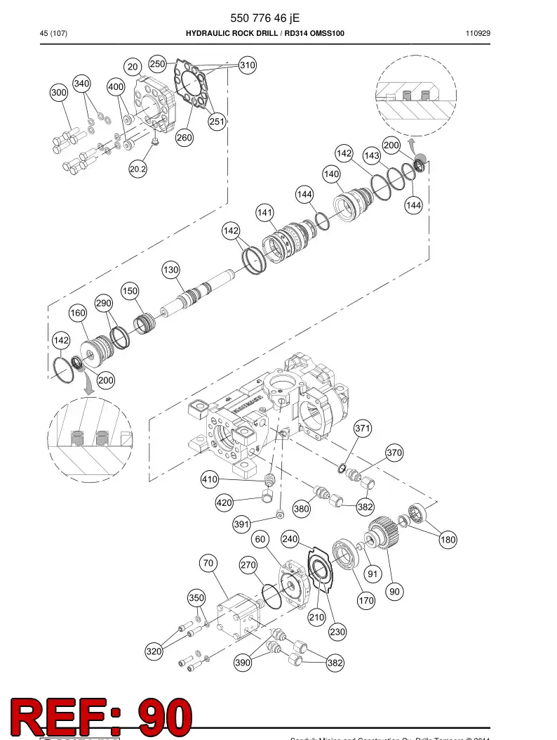 55059778 550 597 78 Gear wheel - Sandvik Technical Drawing