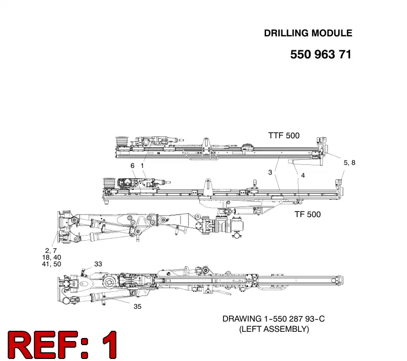 55059996 550 599 96 Rock drill - Sandvik Technical Drawing