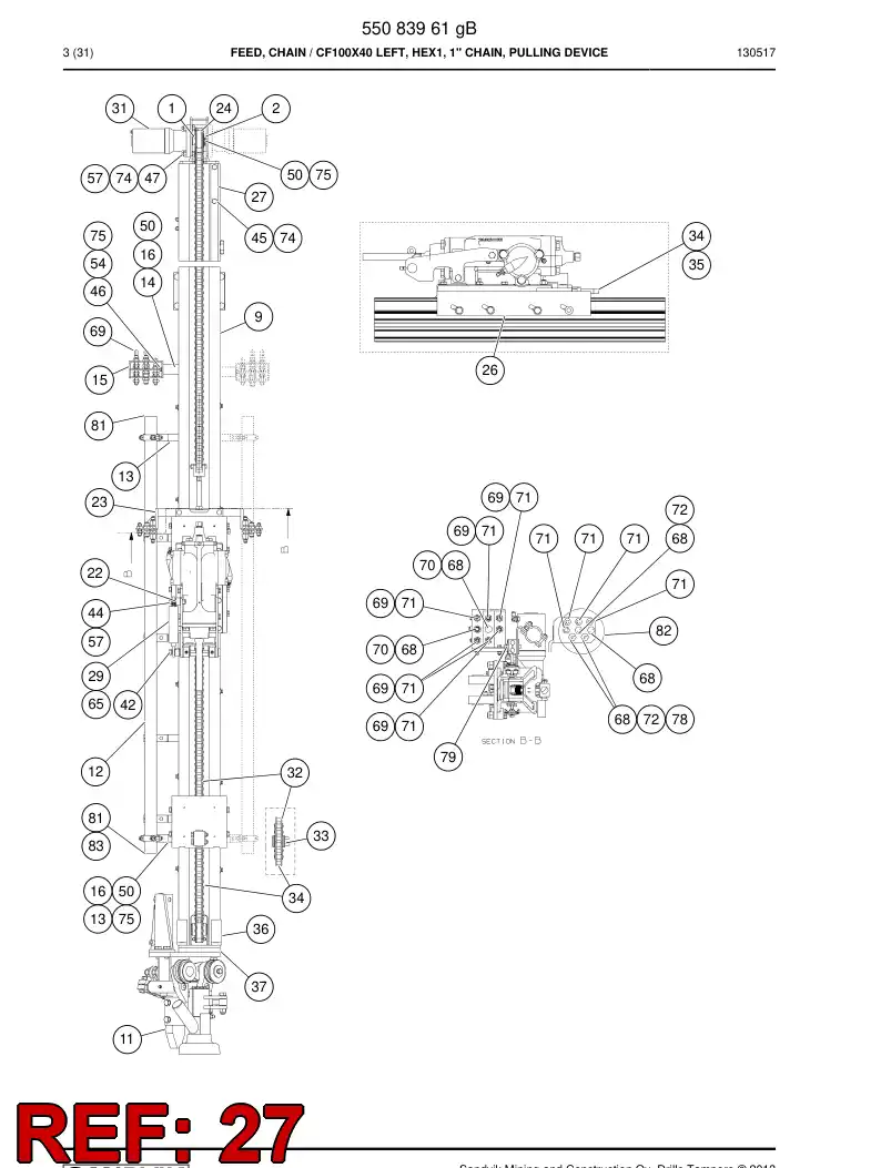 55060123a 550 601 23a Stop device - Sandvik Technical Drawing