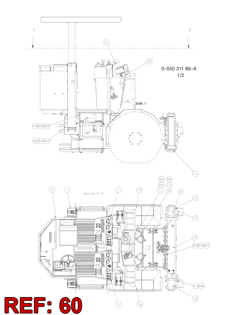 55060593 550 605 93 FLUSHING VALVE ASSEMBLY - Sandvik Technical Drawing