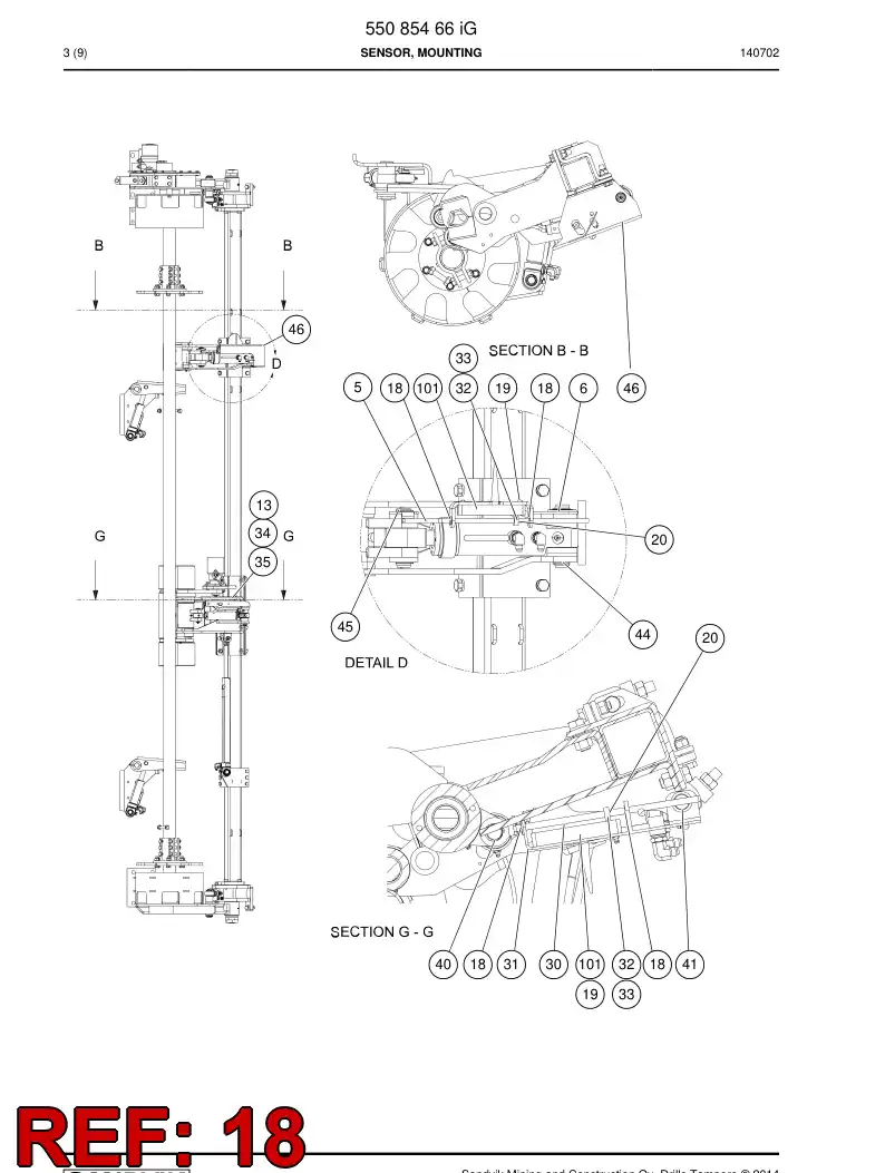 55060731a 550 607 31a Bearing, Plain - Sandvik Technical Drawing