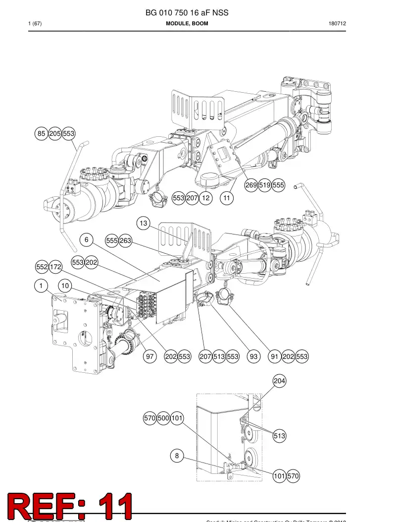 55061357 550 613 57 Support, Transport - Sandvik Technical Drawing