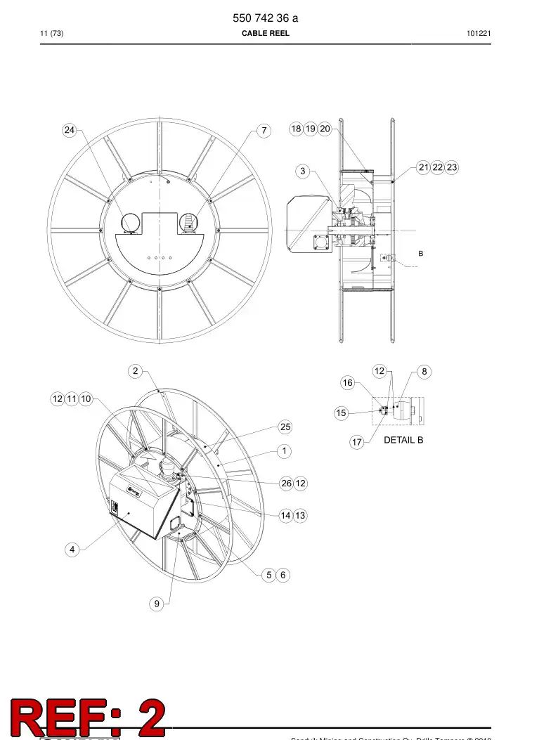 55061737 550 617 37 Wheel - Sandvik Technical Drawing