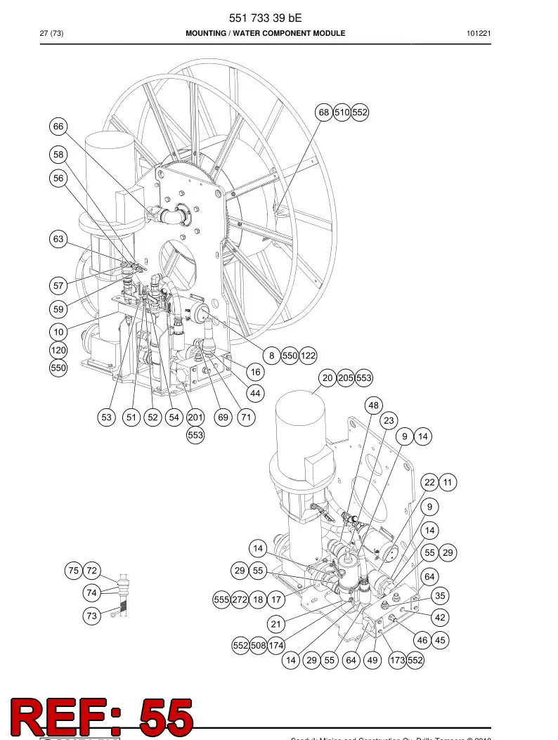 55061785 550 617 85 Adapter (hydraulic) - Sandvik Technical Drawing