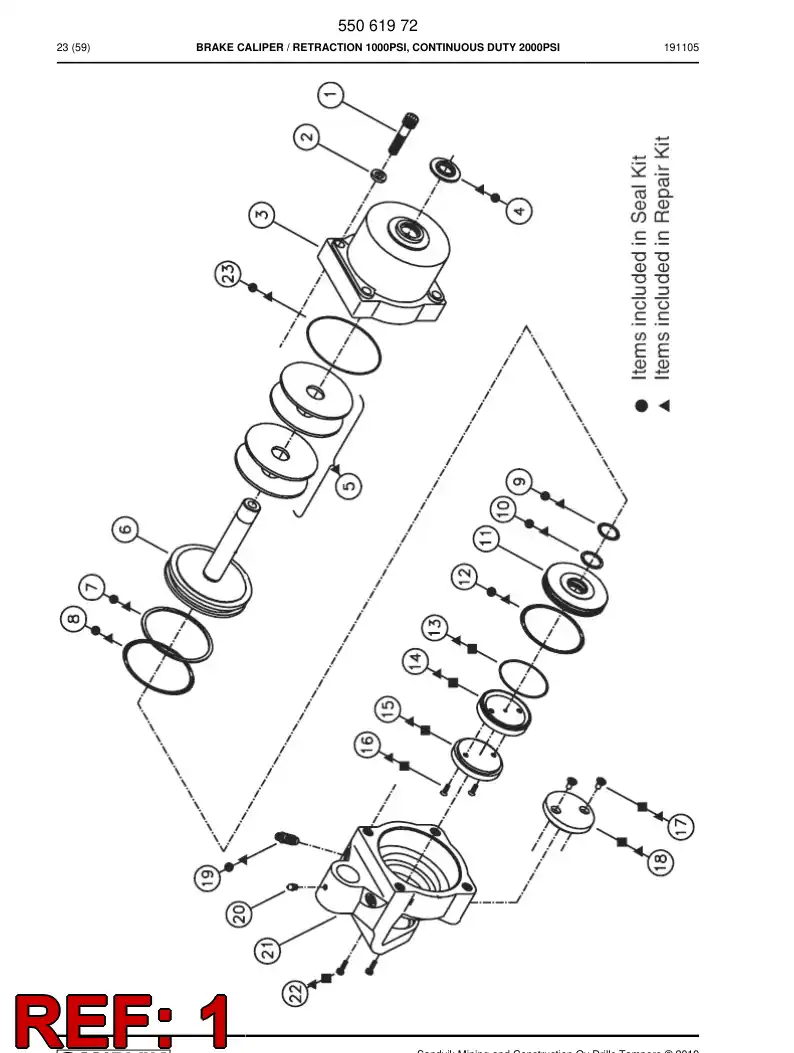 55061973 550 619 73 Seal Kit - Sandvik Technical Drawing