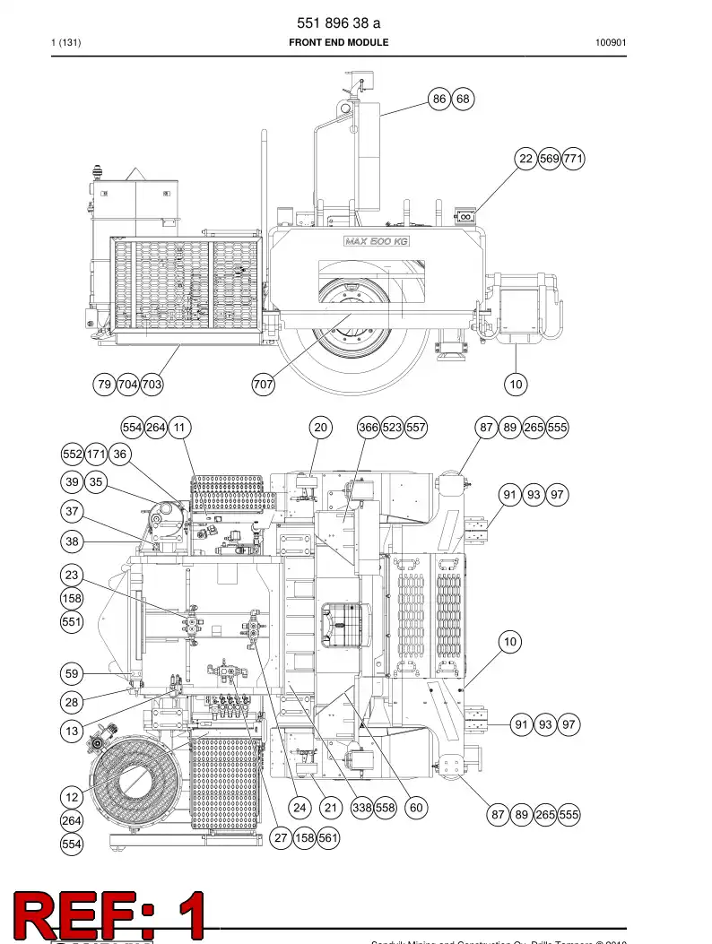 55062017a 550 620 17a Jack beam - Sandvik Technical Drawing