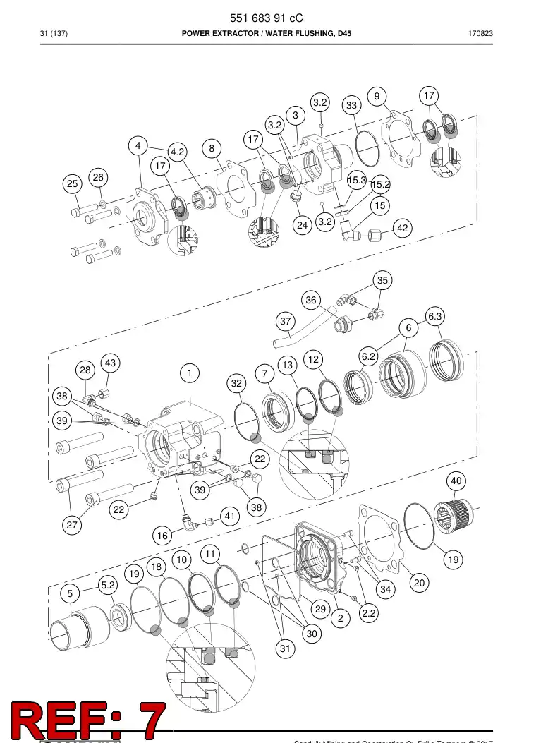 55062445b 550 624 45b Housing, Seal - Sandvik Technical Drawing