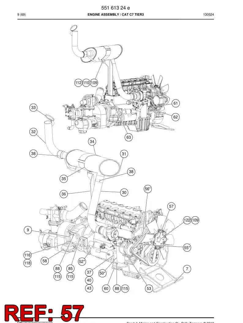 55062823b 550 628 23b Axle, Intermediate - Sandvik Technical Drawing