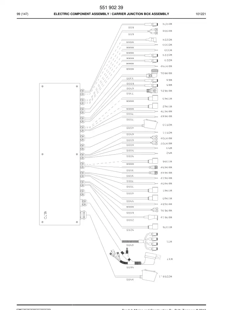 55063038a 550 630 38a Wiring harness assembly - Sandvik Technical Drawing