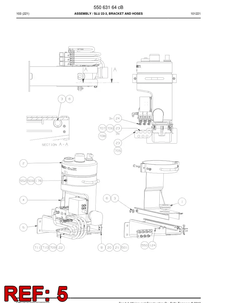 55063172 550 631 72 Rails - Sandvik Technical Drawing