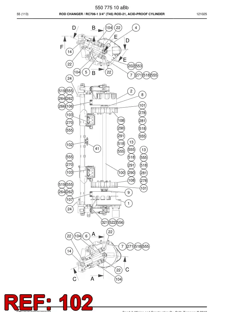55063289b 550 632 89b Shaft, Swing - Sandvik Technical Drawing