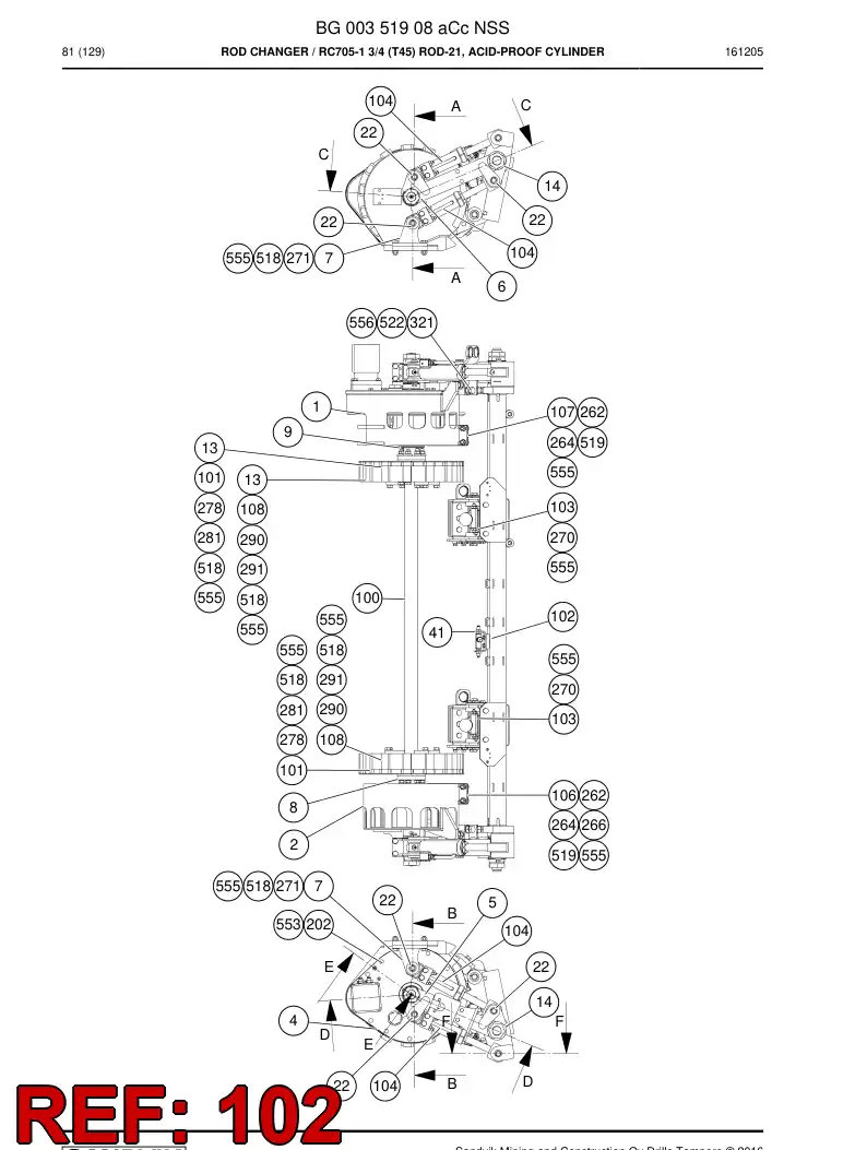 55063290a 550 632 90a Shaft, Swing - Sandvik Technical Drawing