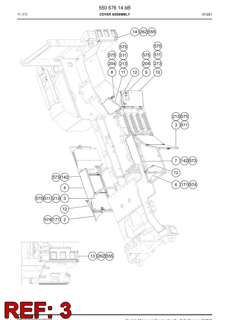 55063337 550 633 37 Side cover - Sandvik Technical Drawing