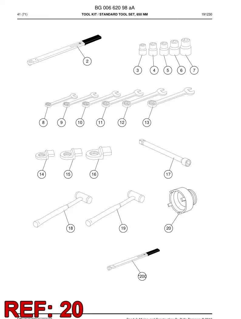 55063433 550 634 33 Wrench, Socket - Sandvik Technical Drawing