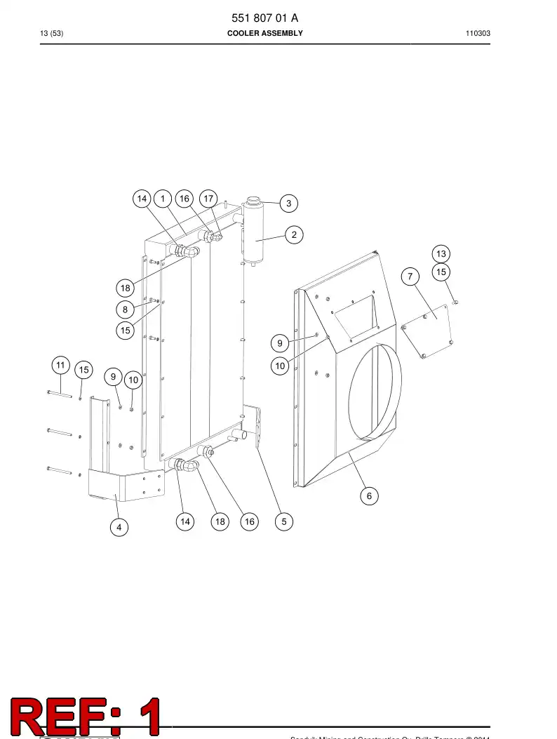55063594 550 635 94 Radiator - Sandvik Technical Drawing