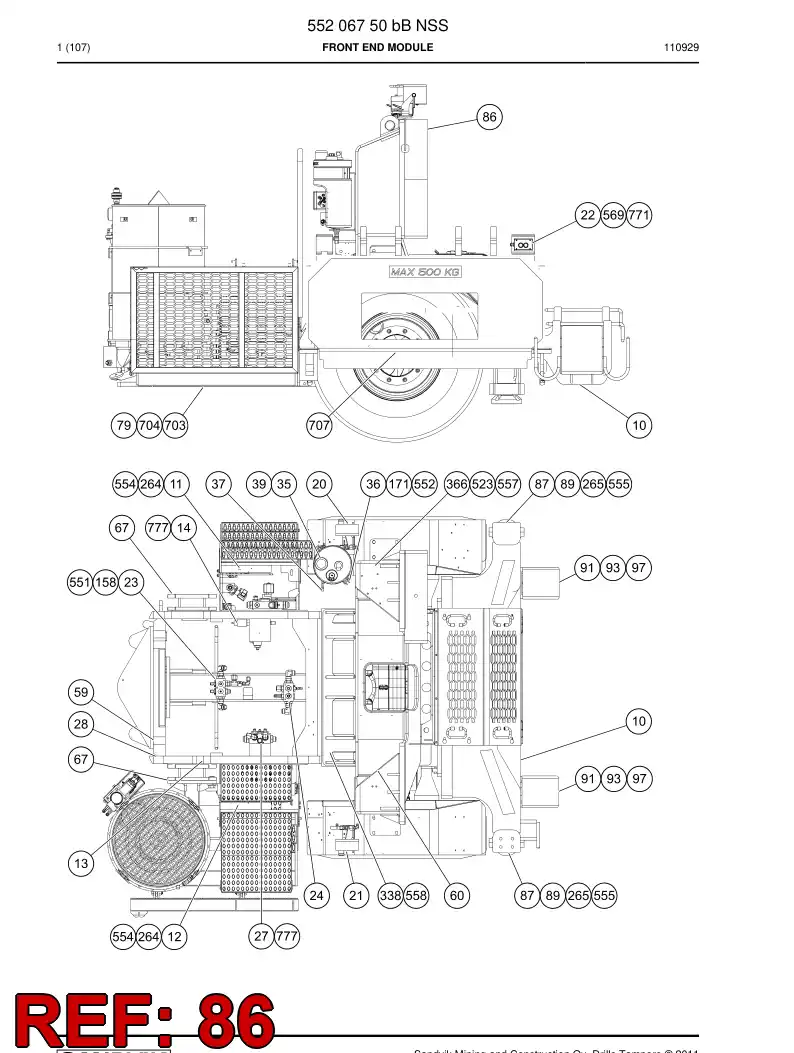 55063627 550 636 27 Counterweight - Sandvik Technical Drawing
