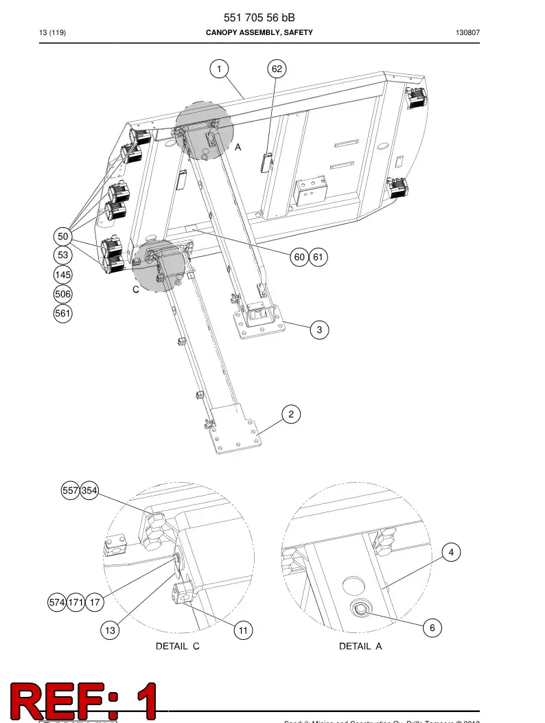 55063976d 550 639 76d Roof, Canopy - Sandvik Technical Drawing