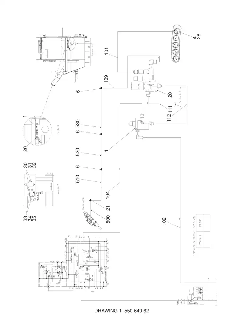 55064062a 550 640 62a HYDR.DIAGRAM (ASSEMBLY/STABILI - Sandvik Technical Drawing