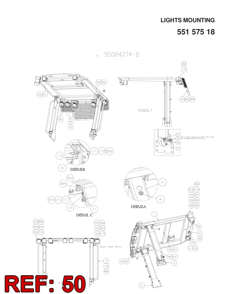 55064213 550 642 13 HEADLIGHT - Sandvik Technical Drawing