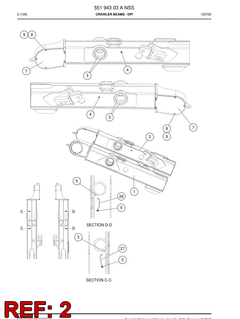 55064217a 550 642 17a Beam - Sandvik Technical Drawing