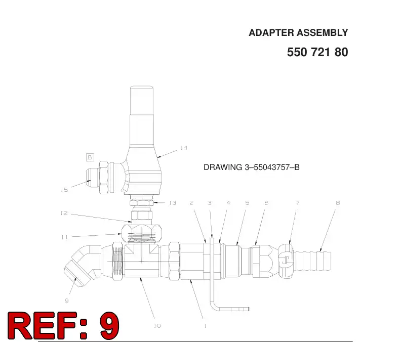 55064219 550 642 19 SWIVEL NUT ELBOW 45 - Sandvik Technical Drawing