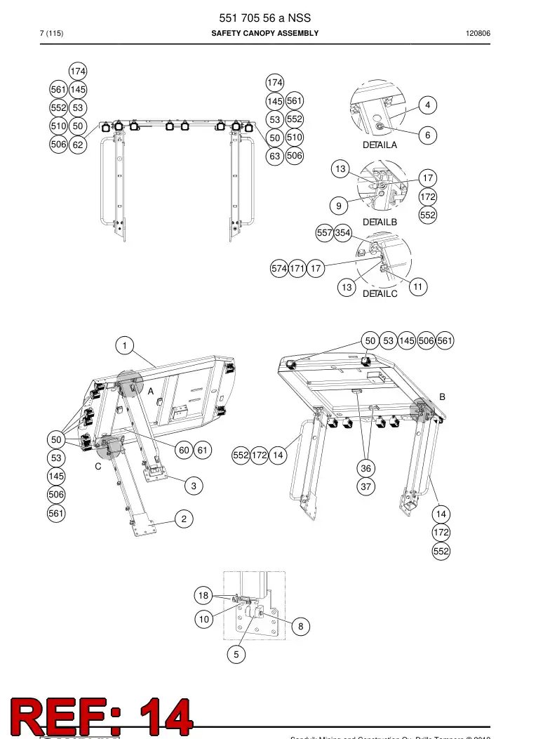55064221a 550 642 21a Railing - Sandvik Technical Drawing