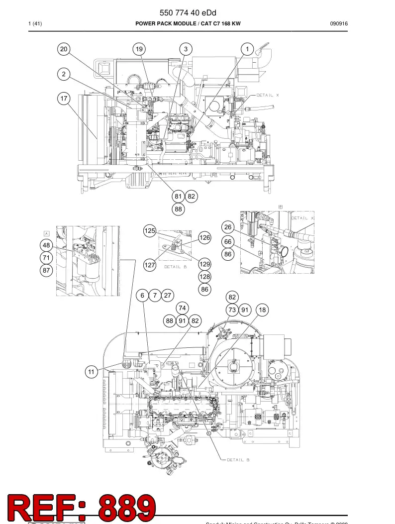 55064314c 550 643 14c Steel parts kit - Sandvik Technical Drawing