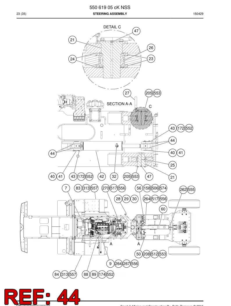 55064565a 550 645 65a Spacer ring - Sandvik Technical Drawing