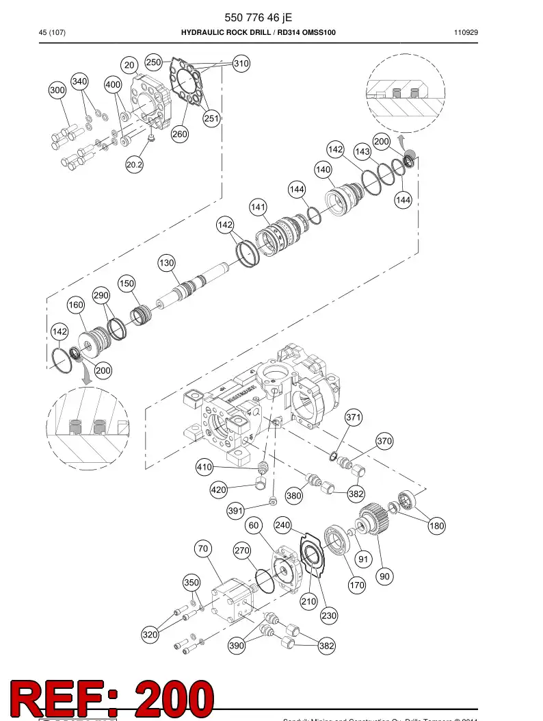 55064566 550 645 66 Rod seal - Sandvik Technical Drawing