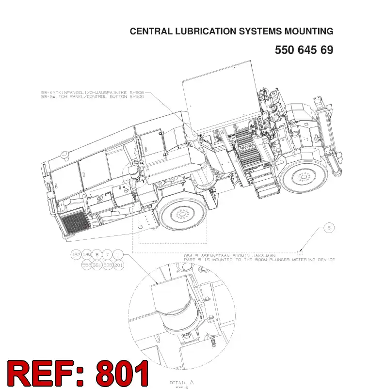 55064567 550 645 67 CENTRAL GREASING DIAGRAM - Sandvik Technical Drawing