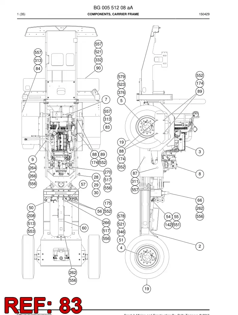 55064586b 550 645 86b Mudguard - Sandvik Technical Drawing