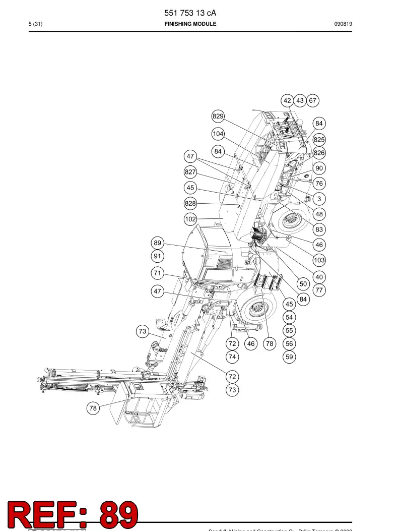 55064590 550 645 90 Instruction plate - Sandvik Technical Drawing