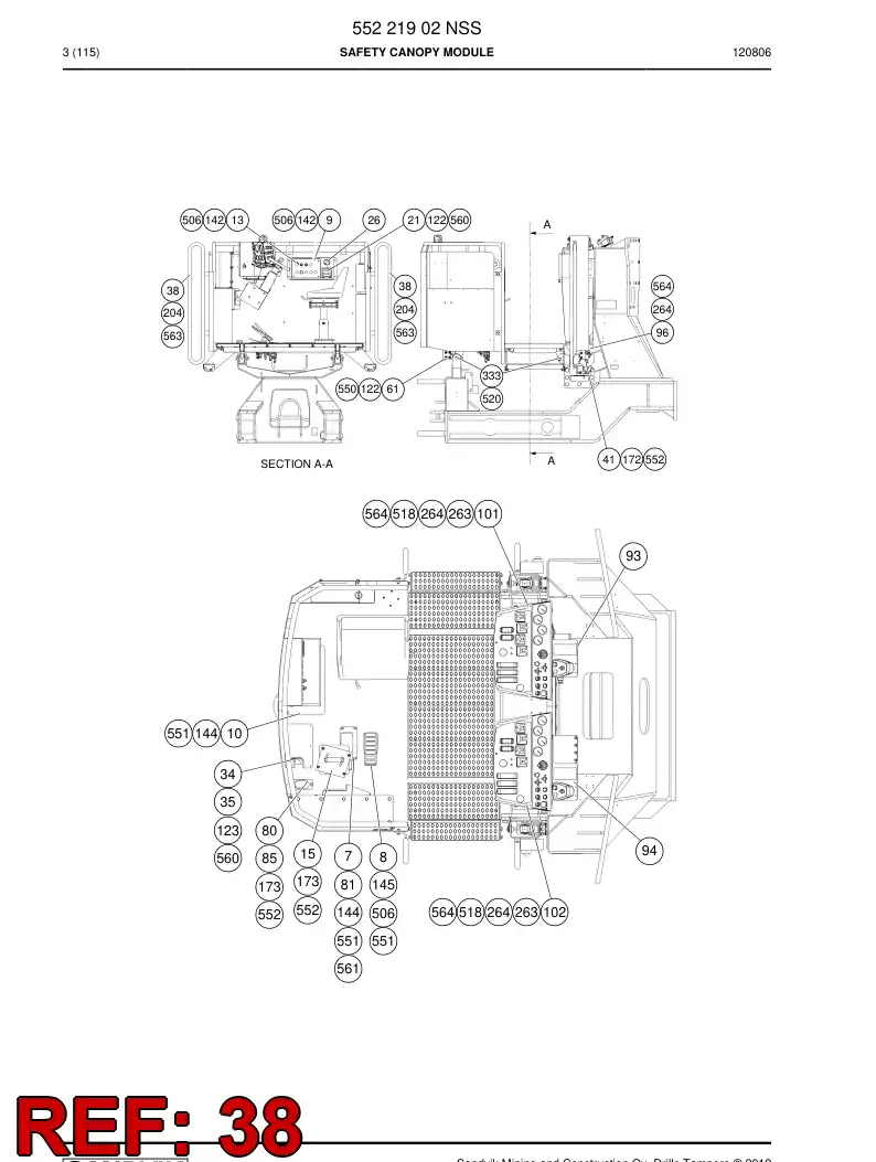 55064615b 550 646 15b Railing - Sandvik Technical Drawing