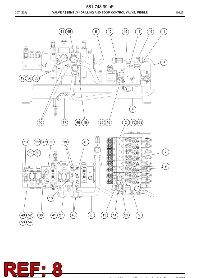 55064661a 550 646 61a Pipe assembly - Sandvik Technical Drawing