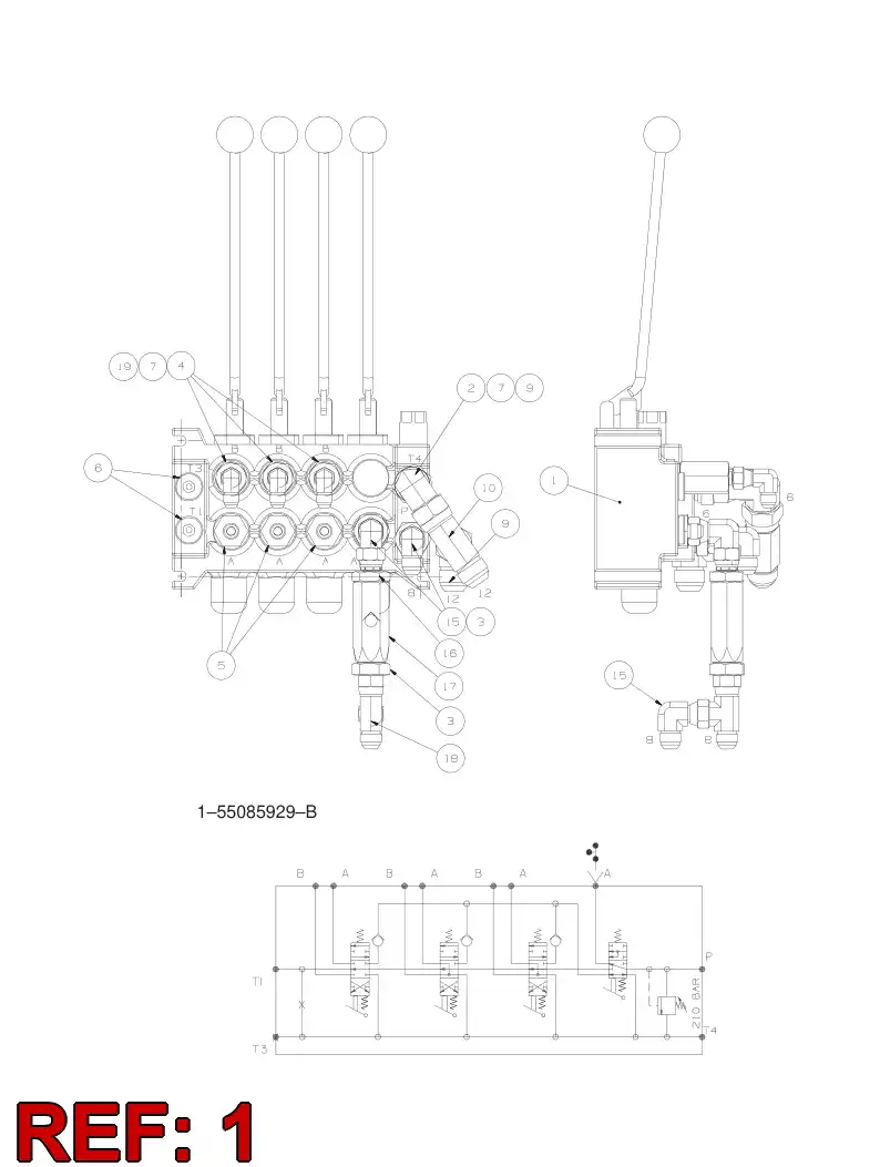55064667 550 646 67 DIRECTIONAL VALVE - Sandvik Technical Drawing