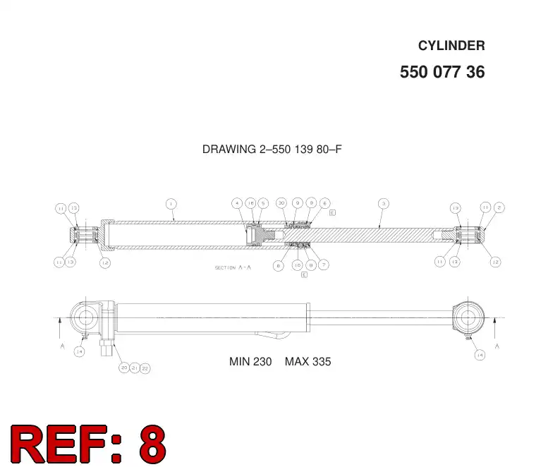 55064717 550 647 17 Guide Ring, PISTON Rod - Sandvik Technical Drawing