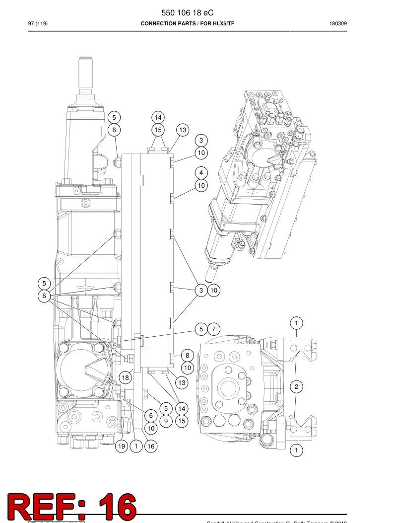 55064747a 550 647 47a Flex plate assembly - Sandvik Technical Drawing