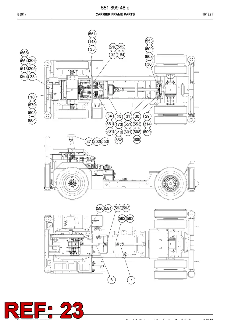 55065089 550 650 89 Cable rack - Sandvik Technical Drawing