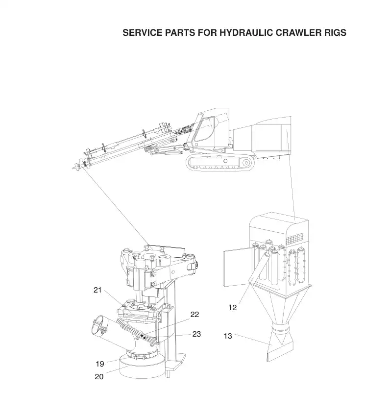 55065189b 550 651 89b SERVICE PARTS - Sandvik Technical Drawing