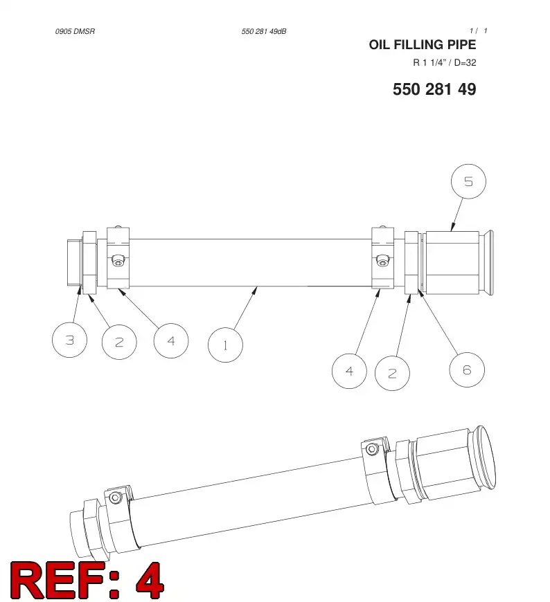 55065235 550 652 35 Clamp, Hose - Sandvik Technical Drawing