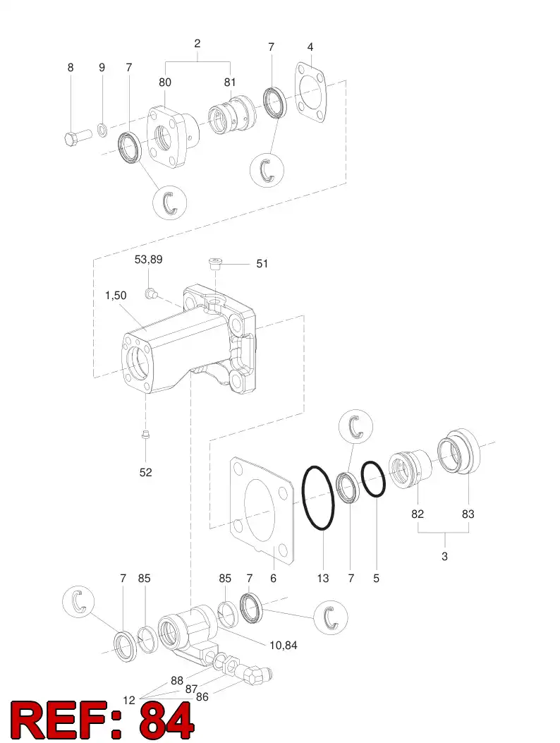 55065380 550 653 80 SEAL HOUSING, GUIDE RINGS - Sandvik Technical Drawing