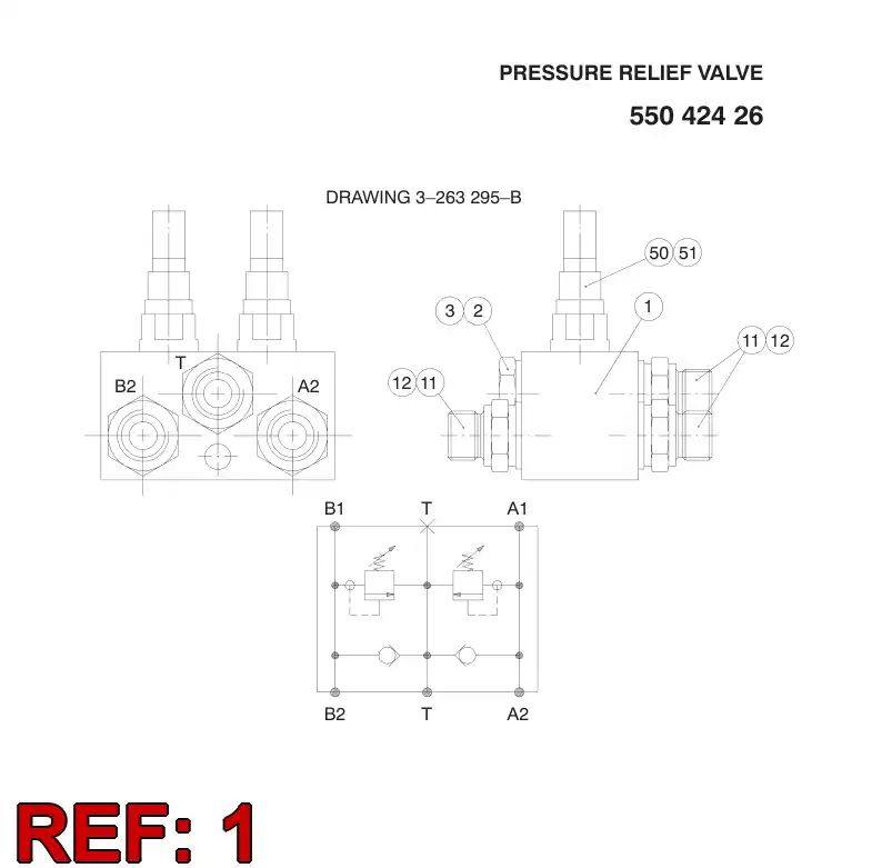 55065440 550 654 40 Valve, Pressure Relief - Sandvik Technical Drawing